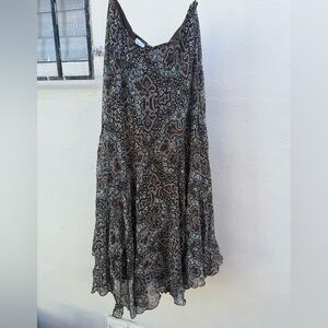 Jones New York Brown Paisley A-Line Skirt , 100 % Silk